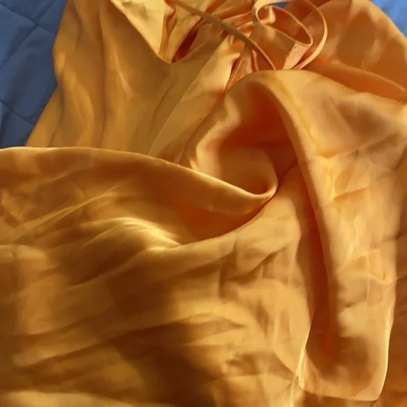 Topshop NWT Gold Orange Cowl Satin Slip On Midi Dress Size 8 - Picture 13 of 13